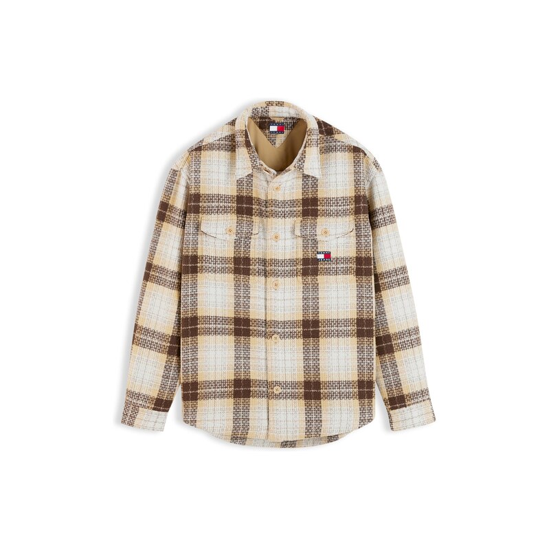 Tommy Jeans Košile béžová / hnědá / bílá