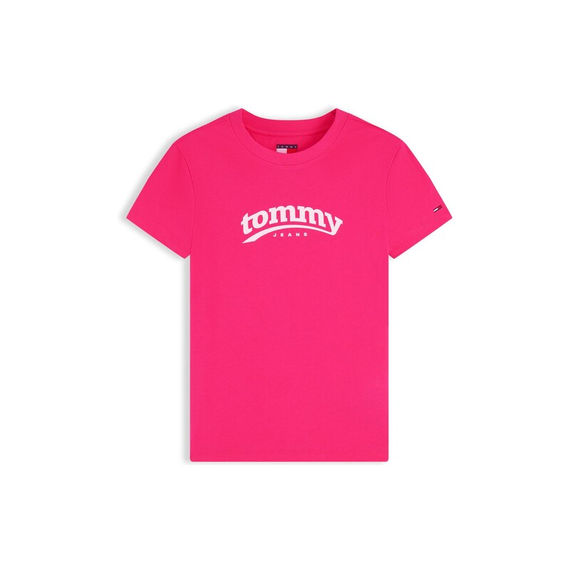 Tommy Jeans Tričko ESS pink / barva bílé vlny