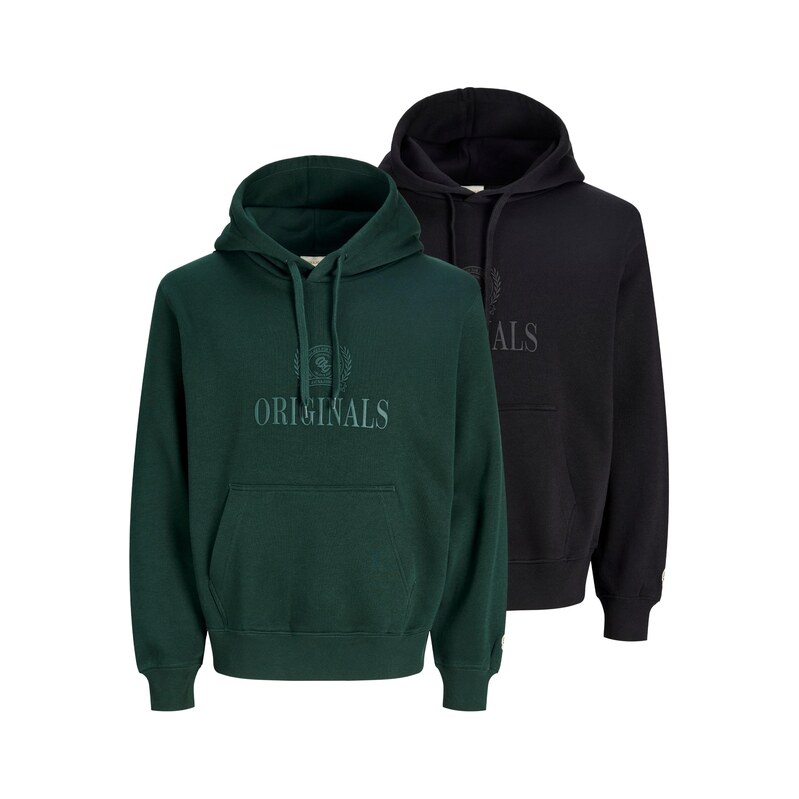 JACK & JONES Mikina JORFrederiksberg tmavě zelená / černá