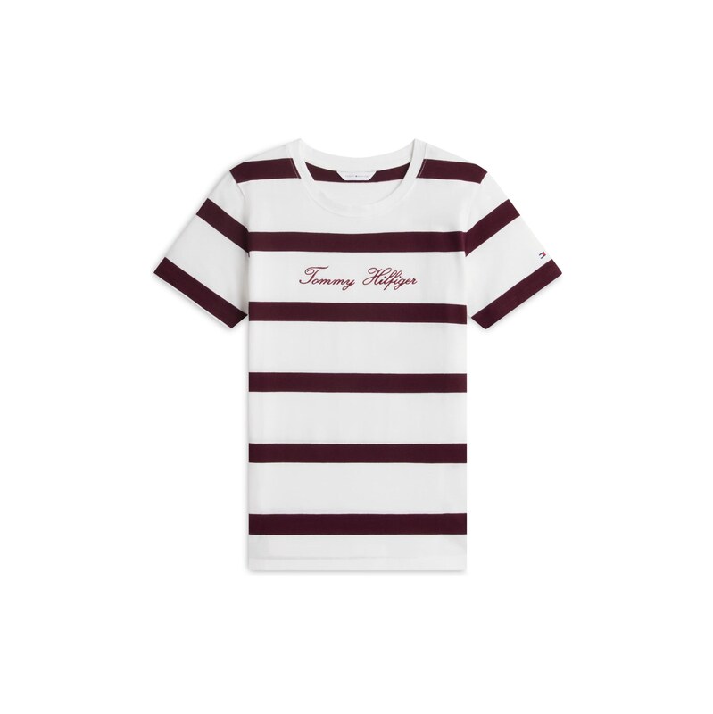 TOMMY HILFIGER Tričko tmavě červená / bílá