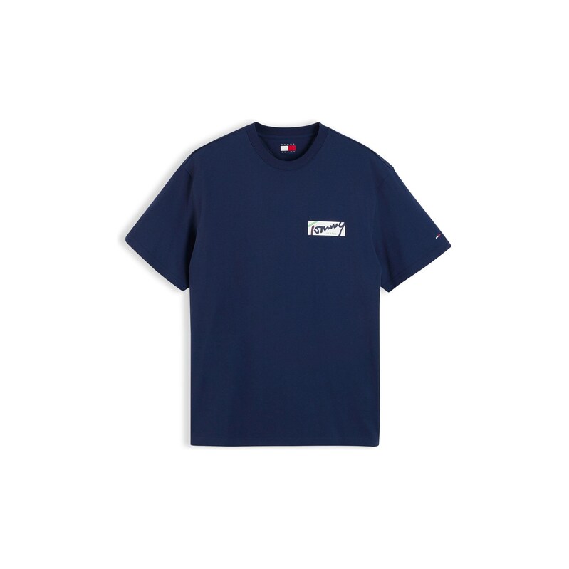 Tommy Jeans Tričko námořnická modř / čokoládová / zelená / bílá