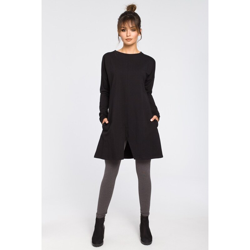 BeWear Womans Tunic with a front split - black