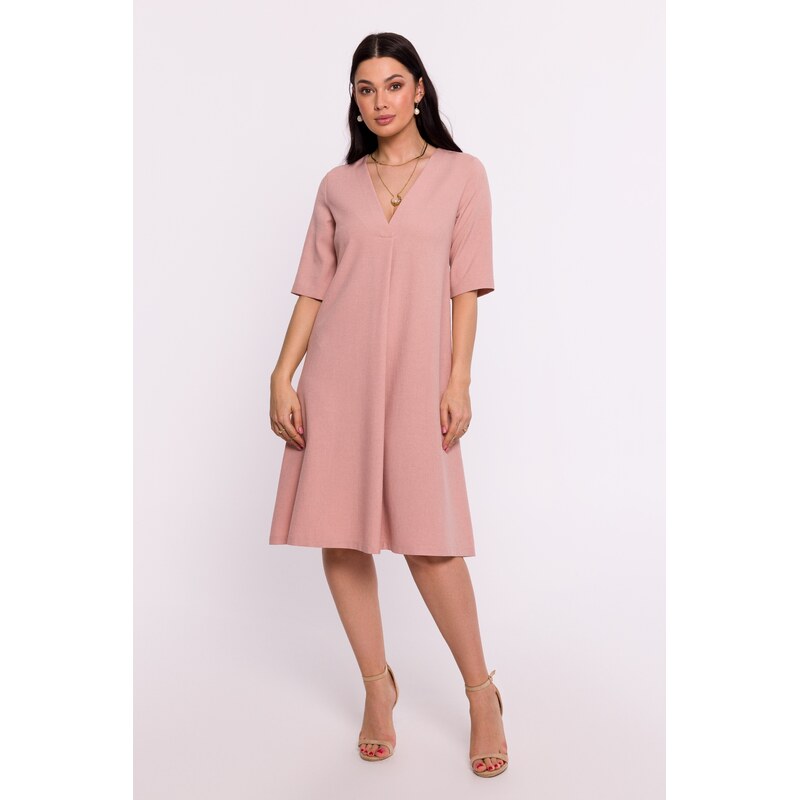 BeWear Womans V-neck trapeze dress - pink