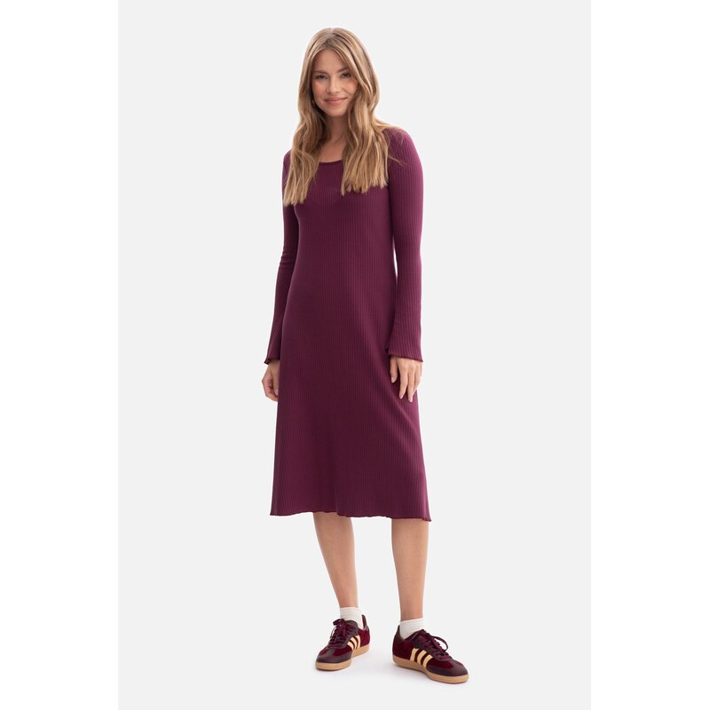 BeWear Womans Rib knit midi dress - plum