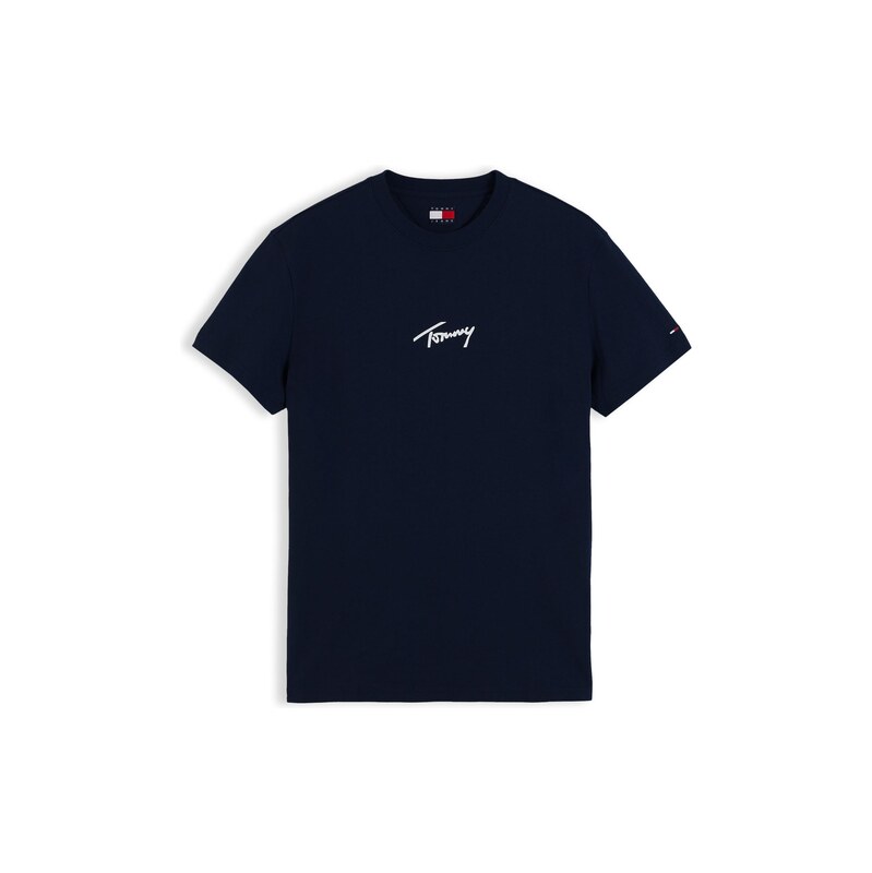 Tommy Jeans Tričko SIGNATURE PLAY marine modrá / offwhite