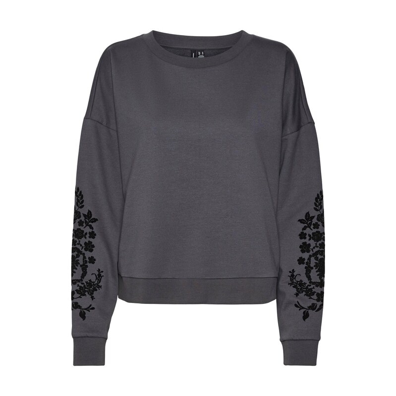 Vero Moda Curve Mikina VMCHELEN TRINA tmavě šedá / černá