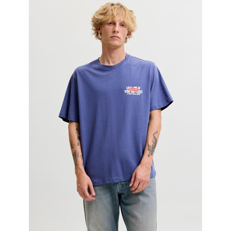 JACK & JONES Tričko JORRANDOM fialkově modrá / červená / černá /