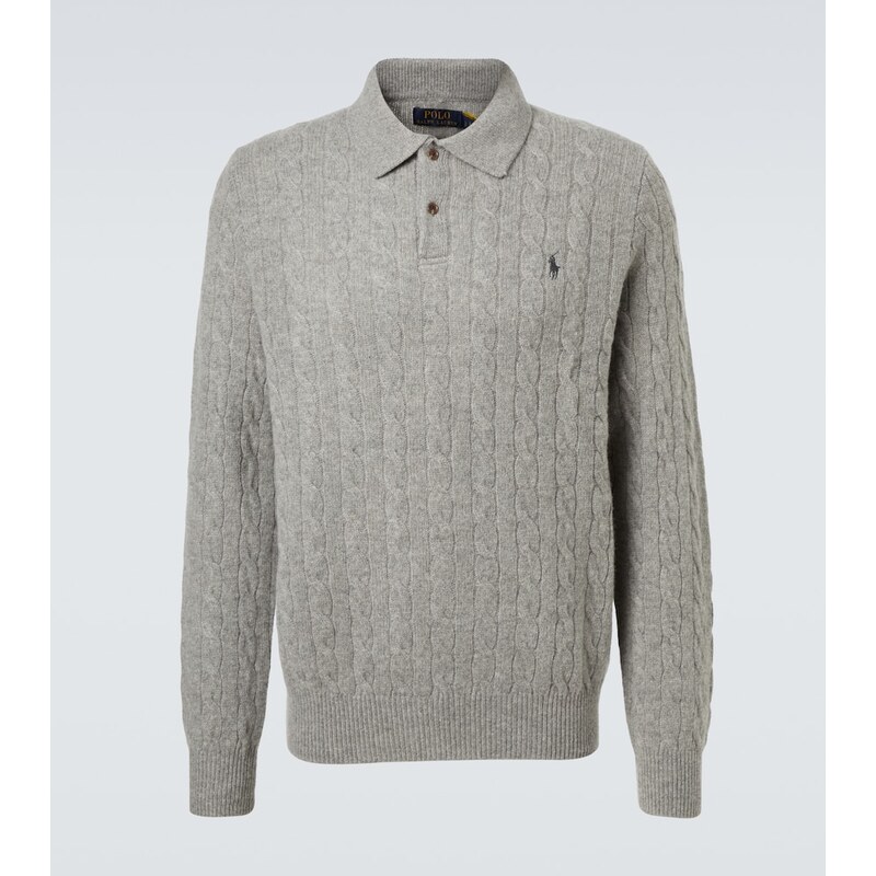 Polo Ralph Lauren Cable-knit wool and cashmere polo sweater