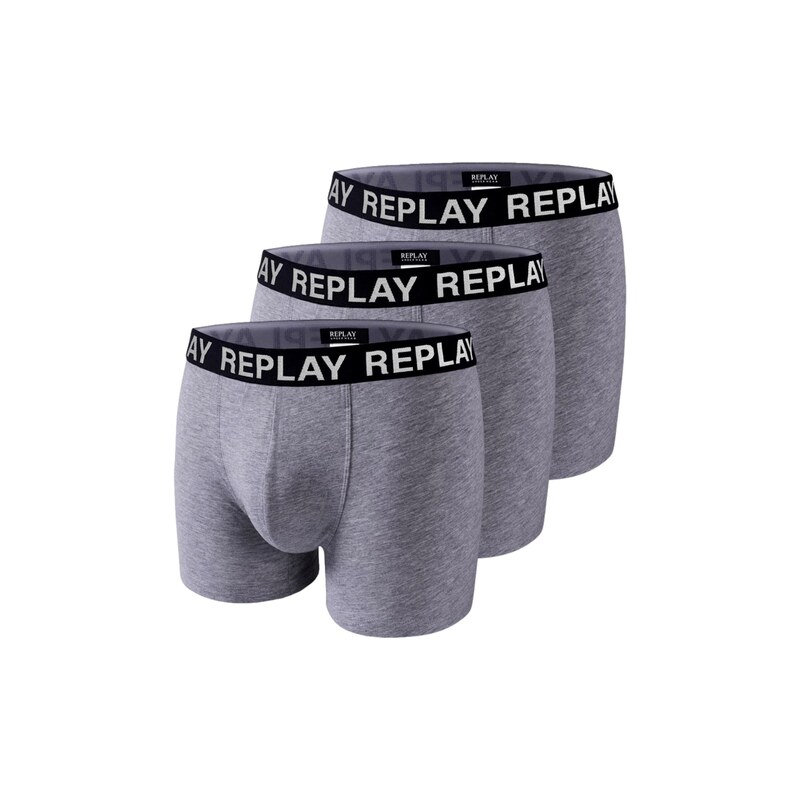 REPLAY Boxerky šedý melír / černá / bílá