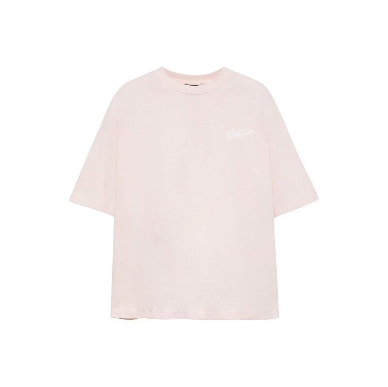 Pull&Bear Tričko STWD pastelově růžová / bílá
