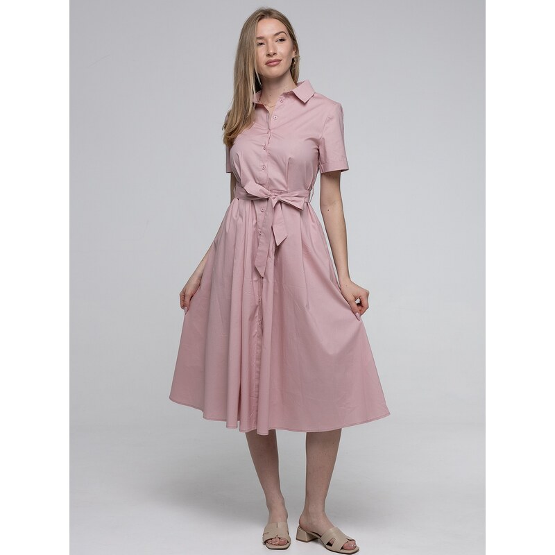 PERSO Womans Womens cotton shirt dress with short sleeves