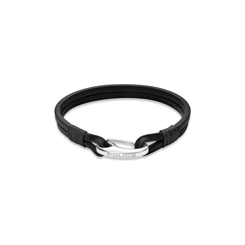POLICE Náramek Wishbone černá / stříbrná