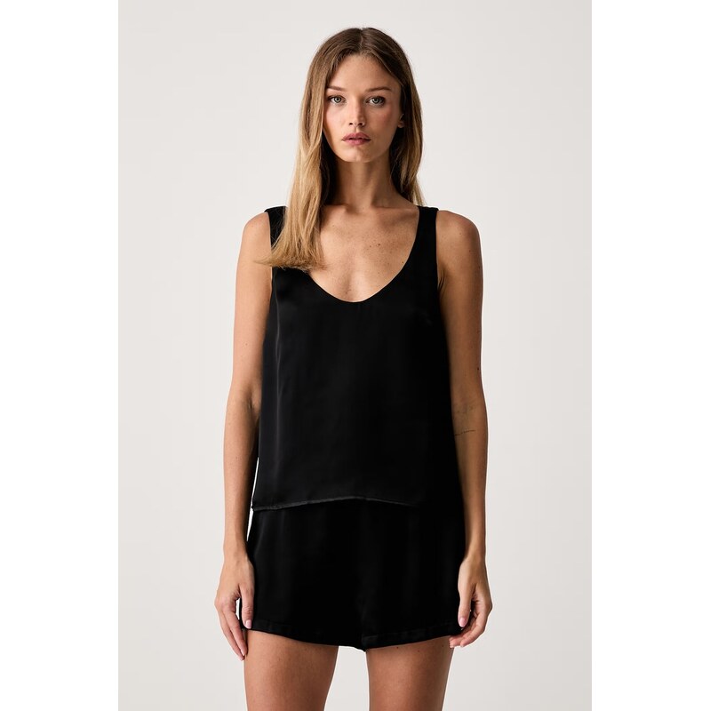 Le Privé halenka na ramínka dámská z viskózy PAULETTE TOP NOIR