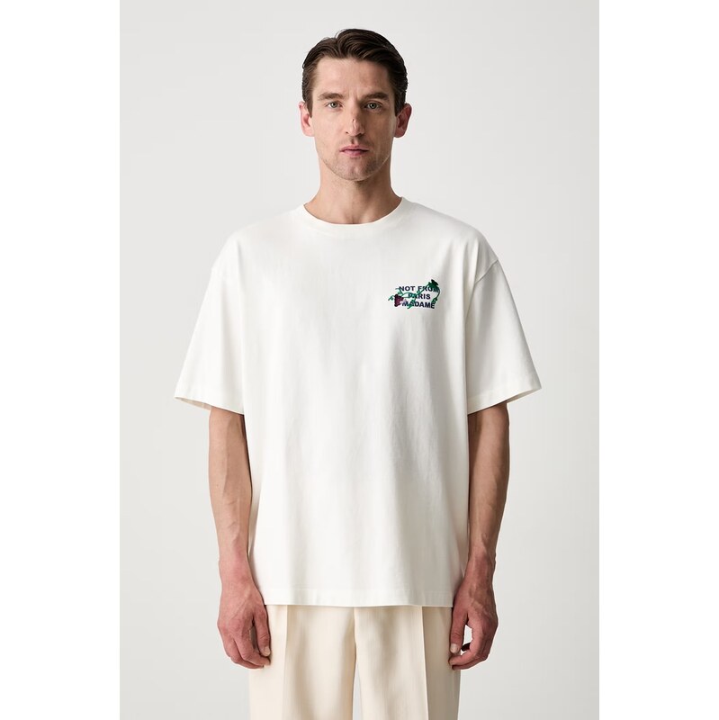 Drôle de Monsieur tričko pánské bavlněné Vine Embroidered Slogan
