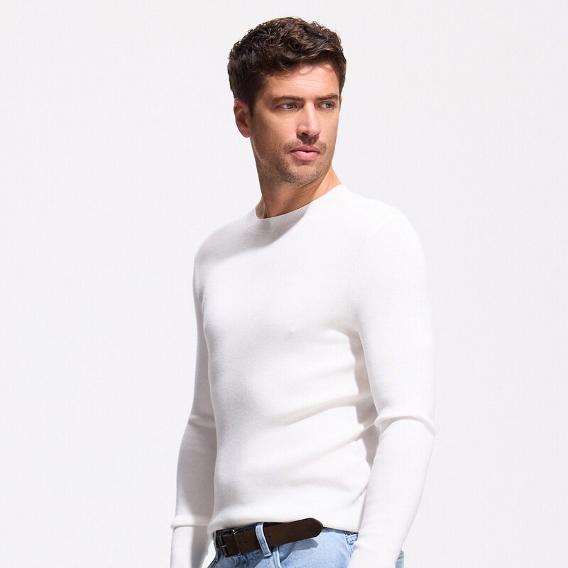 Reserved - MEN`S SWEATER - krémová