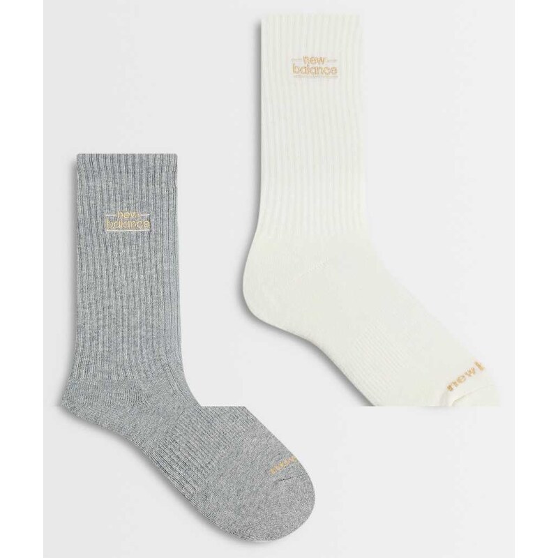 New Balance embroidery graphic midcrew socks in grey and off