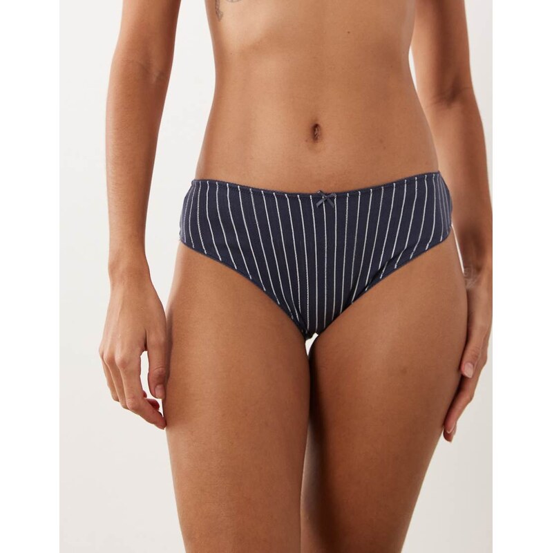 Cotton On cotton lace cheeky brief in sienna stripe navy-Multi