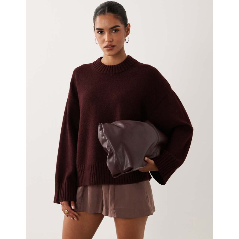Gina Tricot crew neck knitted sweater with wide sleeves in