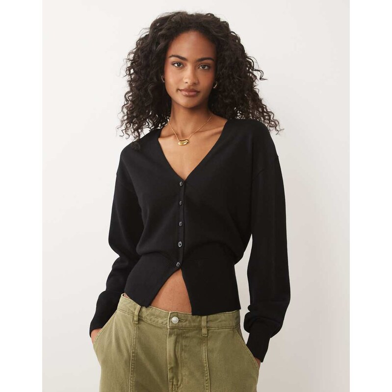 Gina Tricot shaped knitted cardigan in black