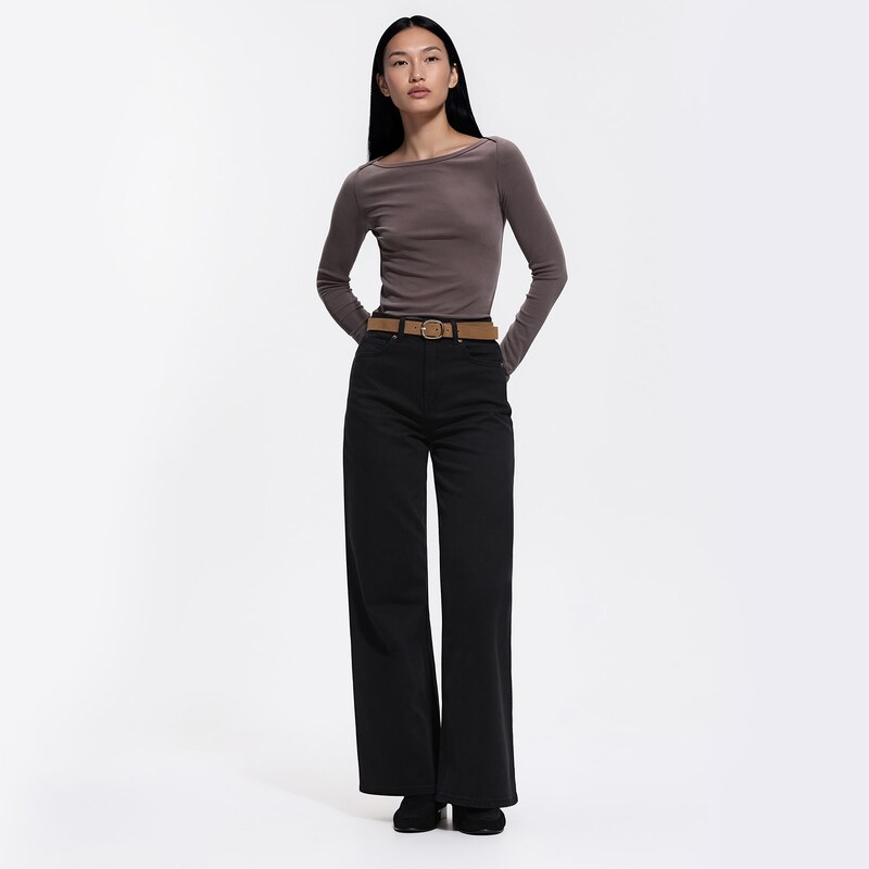 Reserved - LADIES` JEANS TROUSERS & BELT - černý