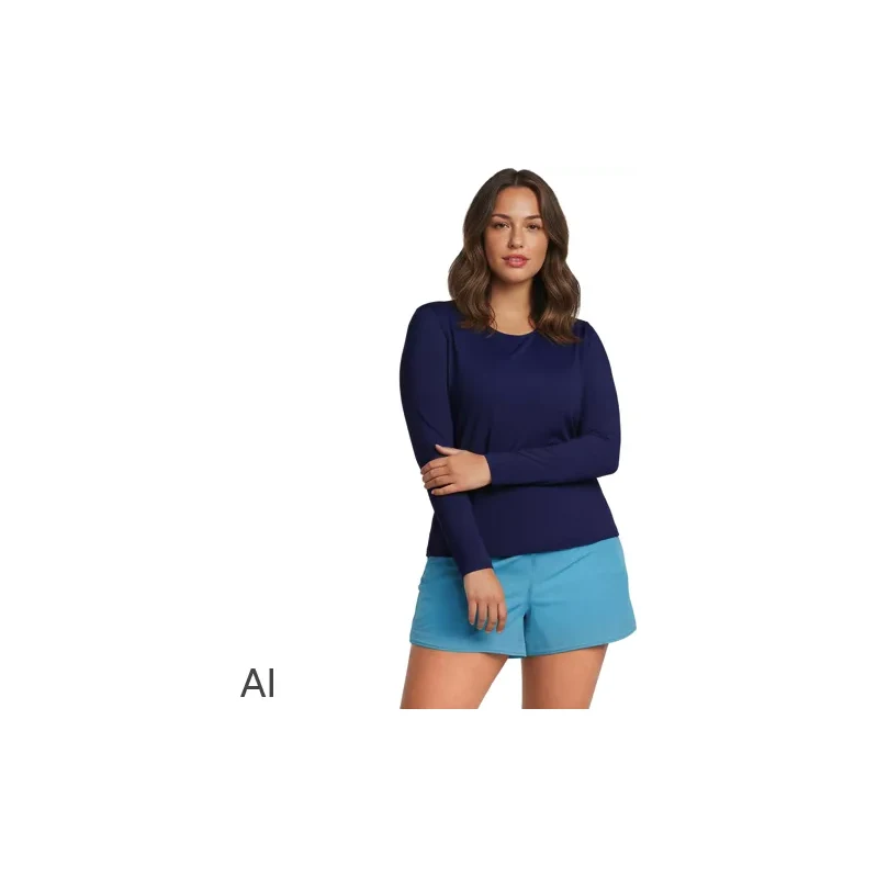 Rash Vest, Women, size: 2X, plus, Blue, Nylon-blend, by Lands