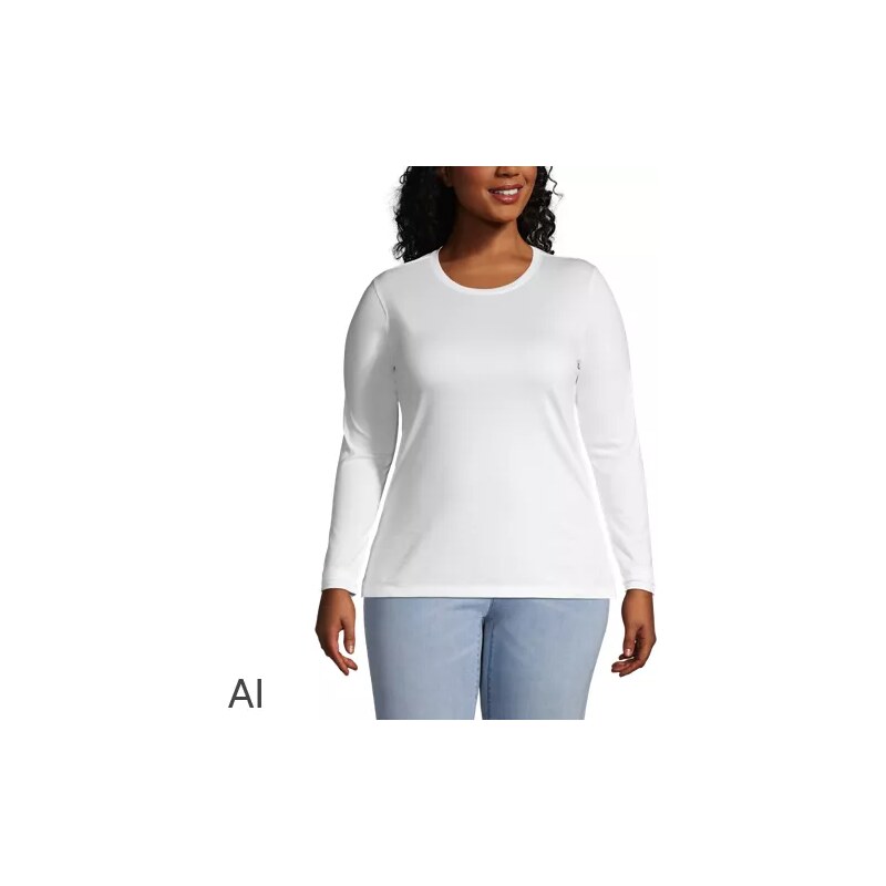 Supima Long Sleeve Crew Neck T-shirt, Women, size: 3X, plus,