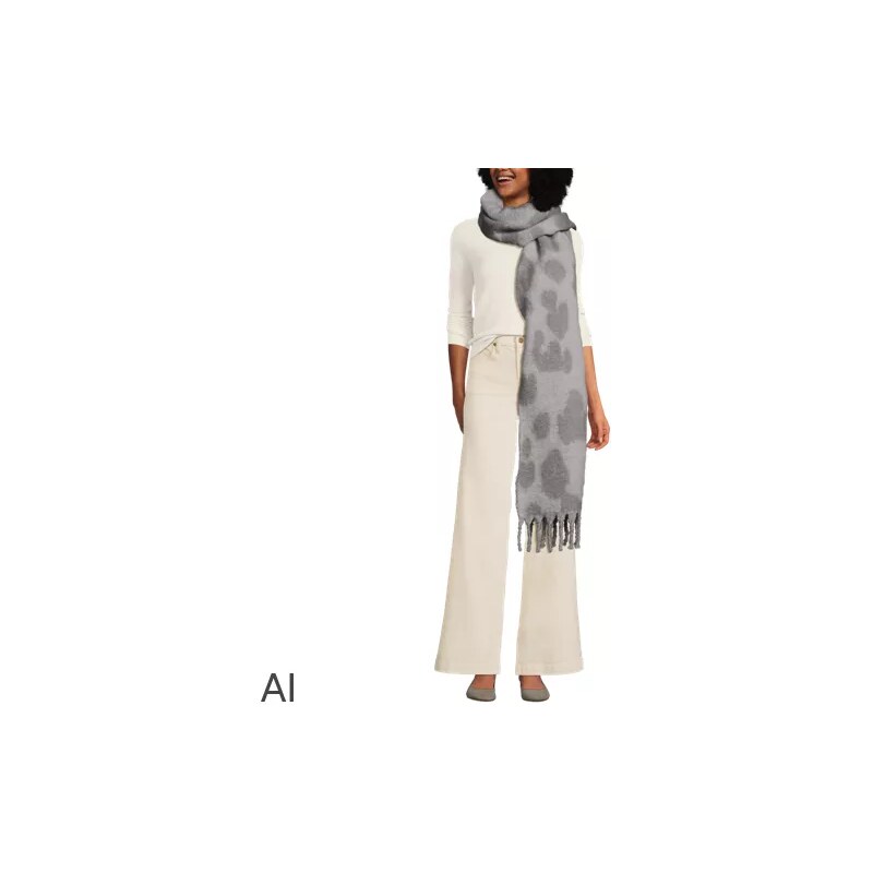Leopard Print Scarf, Women, size: one size, regular, Grey,