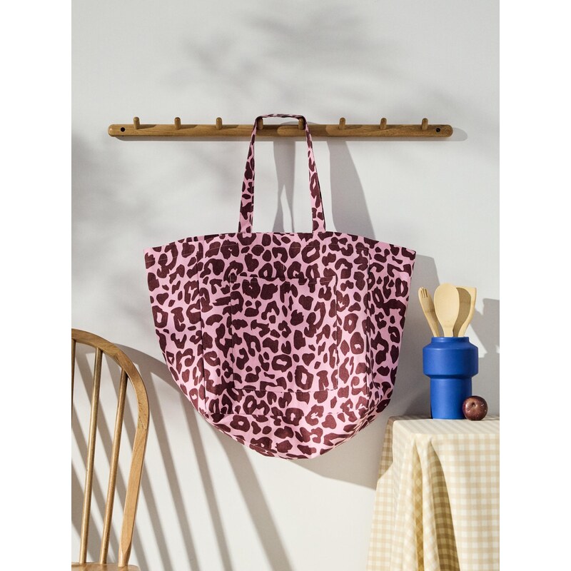 Sinsay - Shopper taška s leopardím vzorem - pastelová růžová