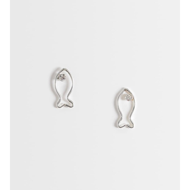 Kingsley Ryan gemset fish stud earrings in sterling silver