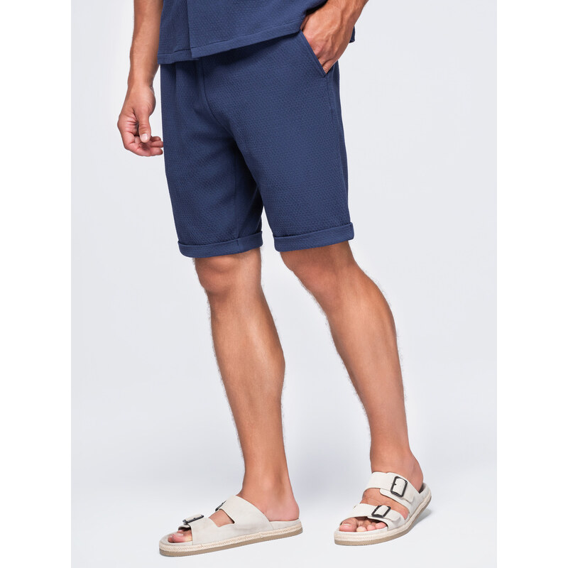 Ombre Men’s shorts in textured cotton – navy blue