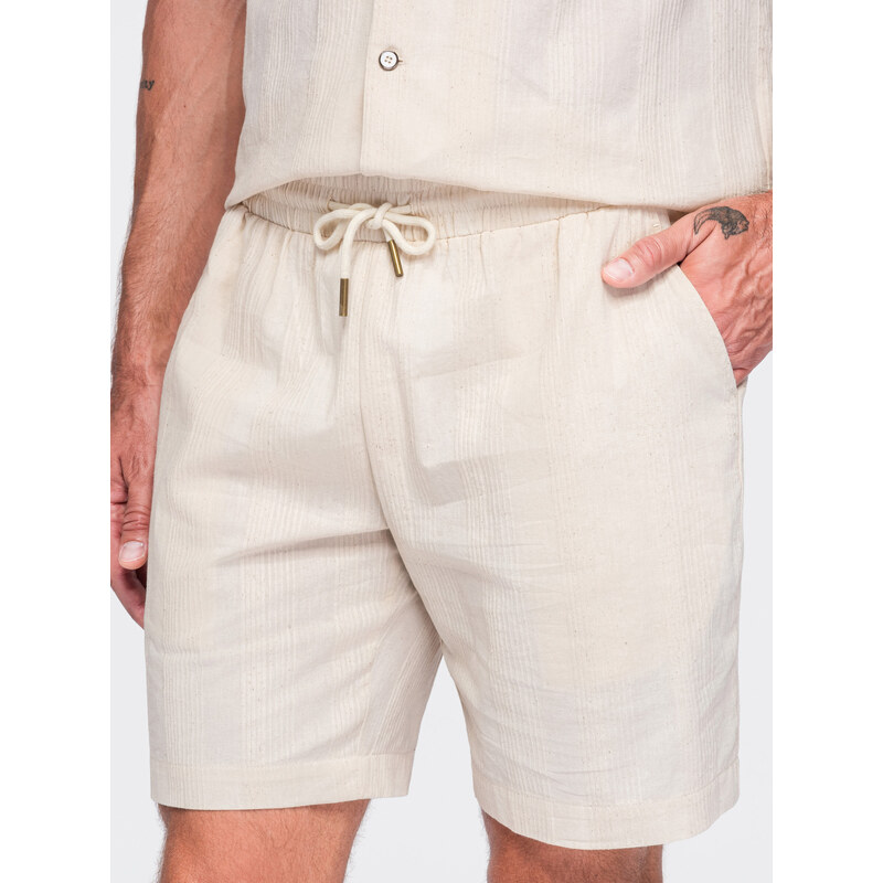 Ombre Men’s structured cotton shorts – cream