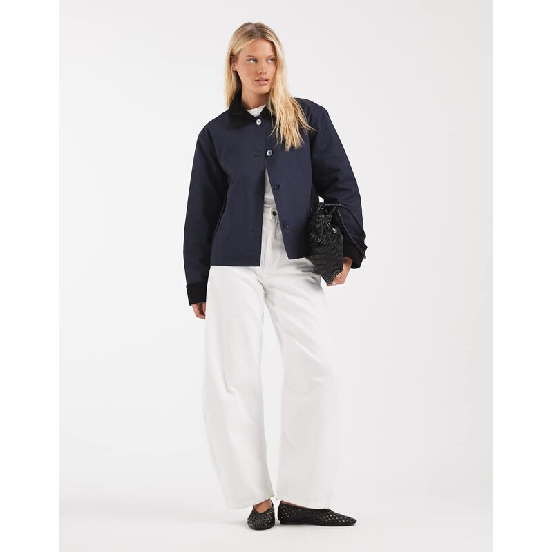 ASOS DESIGN contrast cord field jacket in navy