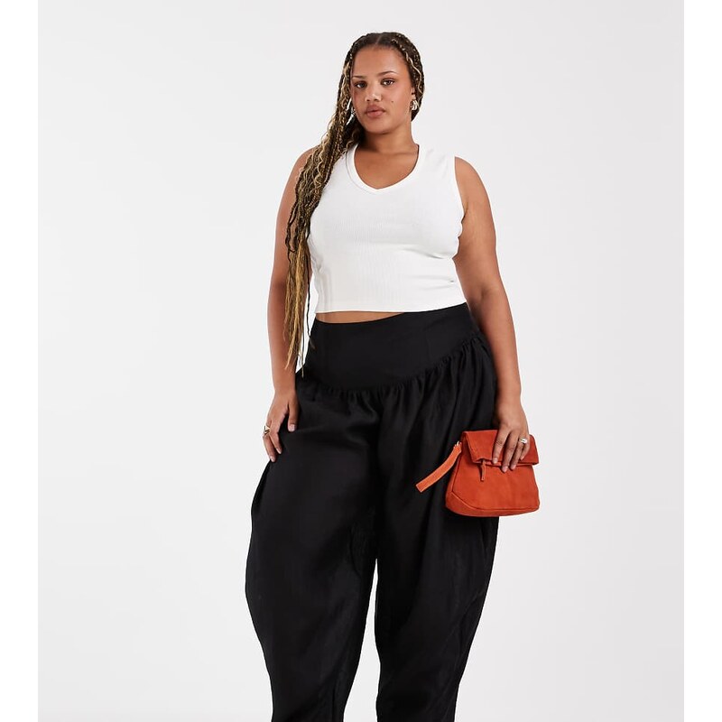 ASOS DESIGN Curve Tailored waterfall detail balloon trouser in