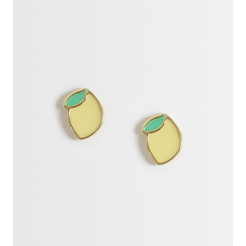 Kingsley Ryan lemon stud in 14ct gold plated brass-Yellow
