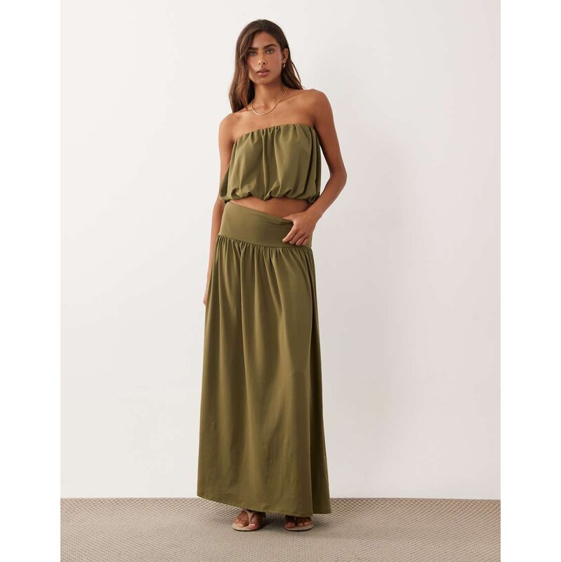 ASOS DESIGN co-ord dropped waist maxi skirt with split detail in