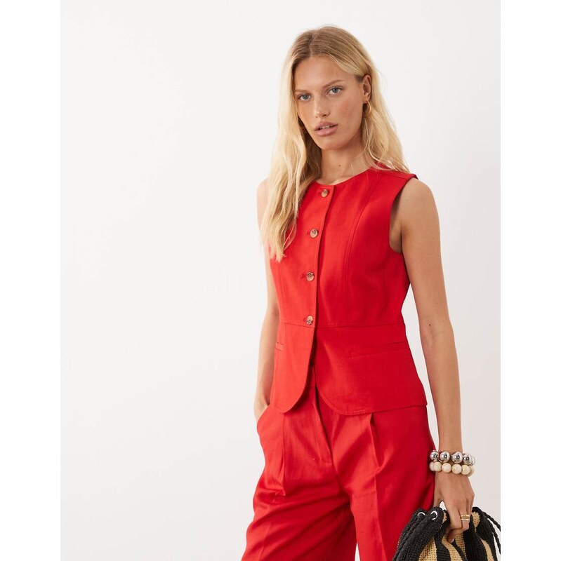 Mango Avocado waistcoat co-ord in red