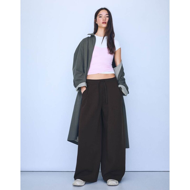 Bershka Modal barrel trousers in brown