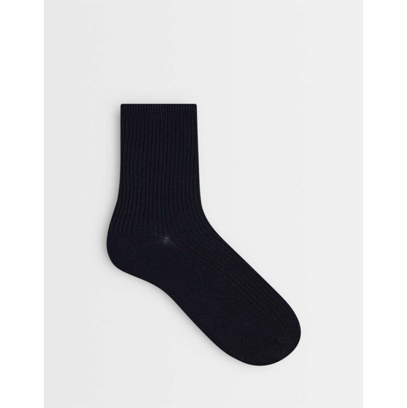 Pieces ribbed ankle socks in black