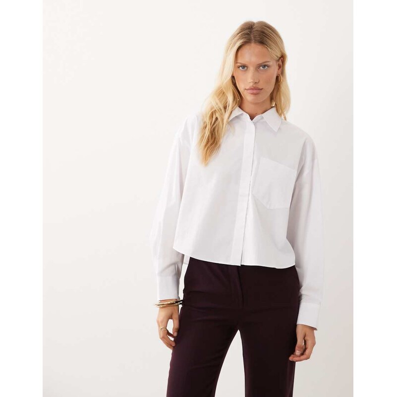 Mango cropped shirt in white