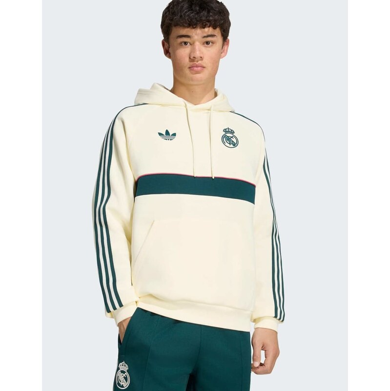 adidas performance Real madrid originals hoodie in ivory-White