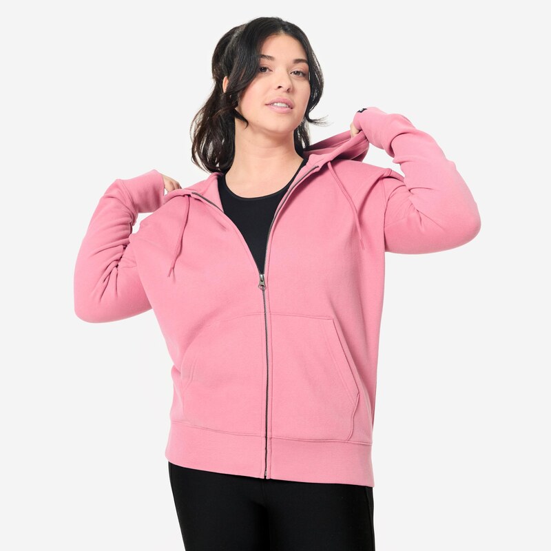 DOMYOS Dámská fitness mikina z meltonu na zip
