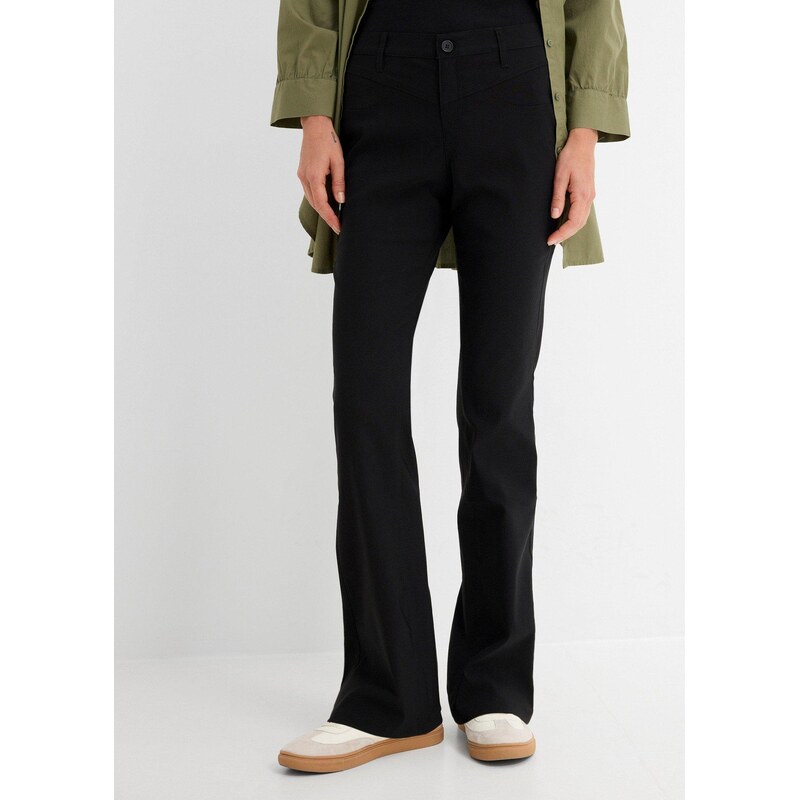bonprix Strečové bengalínové kalhoty, Bootcut černá Žena