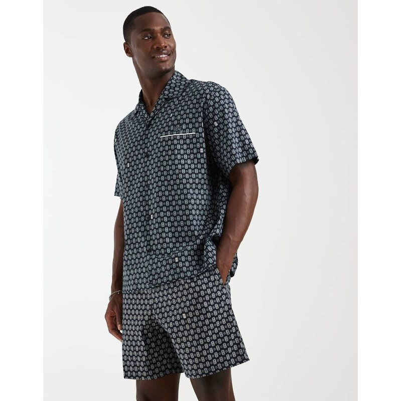 Lacoste co-ord drawstring monogram logo shorts in navy