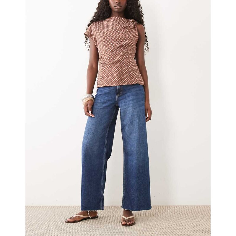 Mango Catherin wide leg jean in dark blue