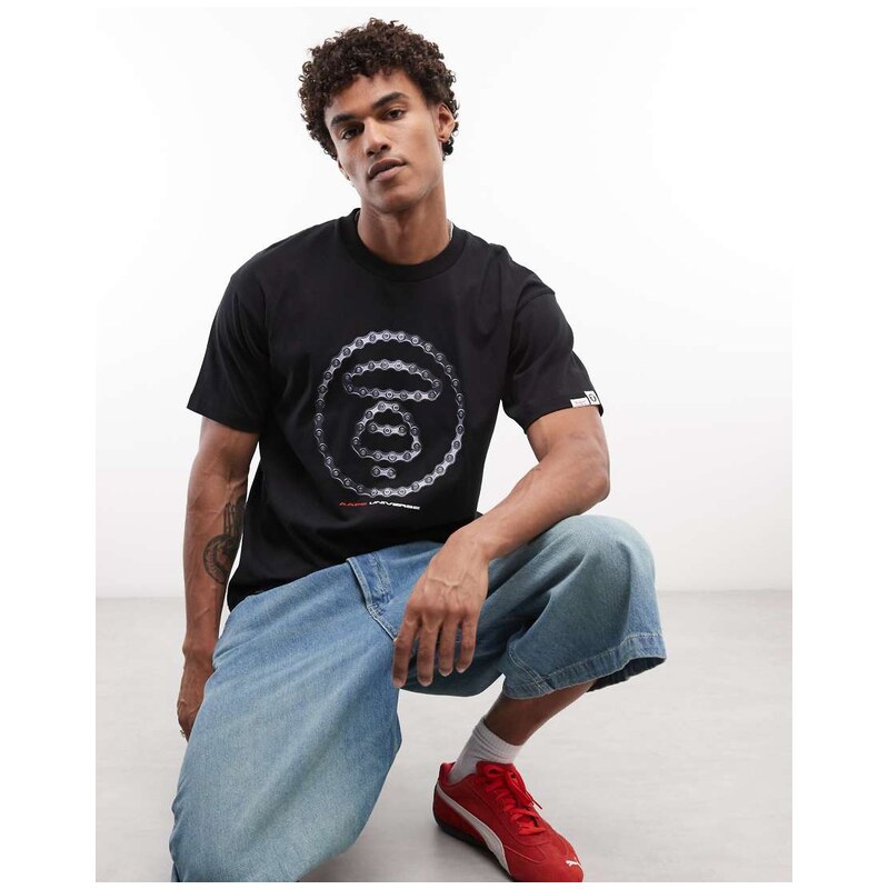 Aape by A Bathing Ape t-shirt in black with chain logo print