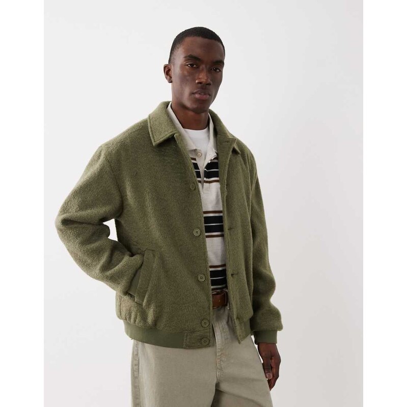 ASOS DESIGN wool look bomber in green