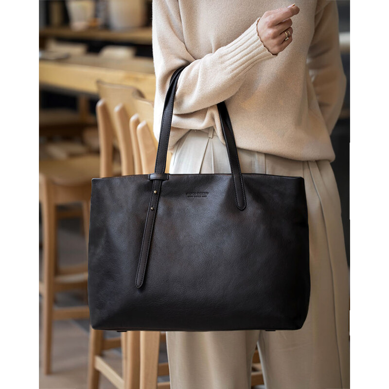 Dámská kožená shopper kabelka Marco Mazzini – černá