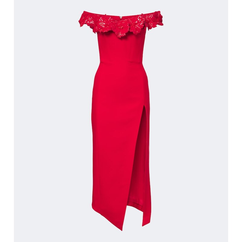 David Koma Off-shoulder wool-blend bustier dress