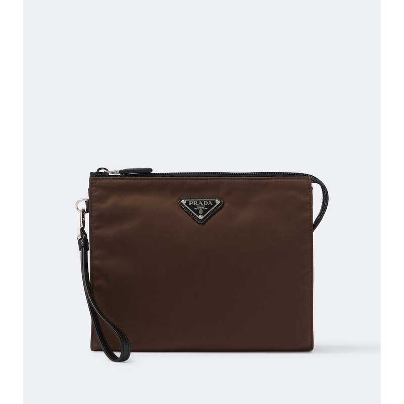 Prada Re-Nylon leather-trimmed pouch