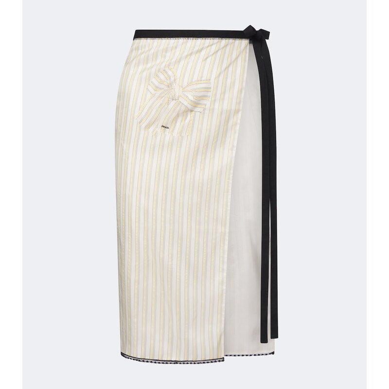 Prada Embroidered striped wrap skirt